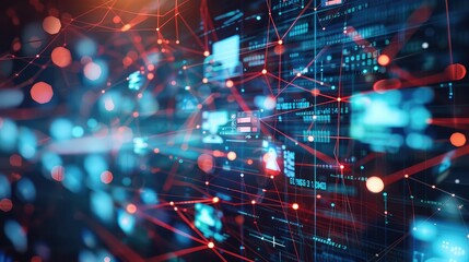 Obraz premium Futuristic Digital Network Data and Connections Visualization