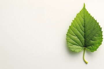Isolated Green Leaf on White Background Perfect for Nature and Freshness Concepts with Detailed Leaf Texture and Vibrant Color