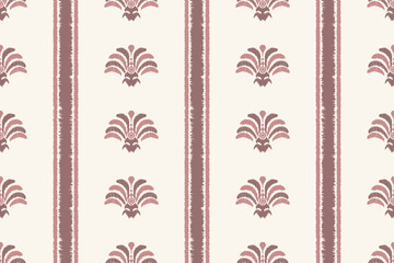 Vintage floral damask seamless pattern with ornate design and decorative flowers.Ikat geometric folklore ornament. Tribal ethnic vector texture. Seamless striped pattern in Aztec style. Folk embroider