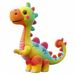 playful dinosaur character clipart, animal element, 3D model, colorful design, isolated on white background