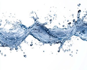 Set water texture with waves and splashes. , isolated on white background,  , copy space, copy space for text,