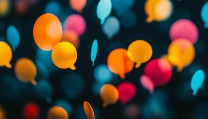 Colorful speech bubbles on dark background generated.AI