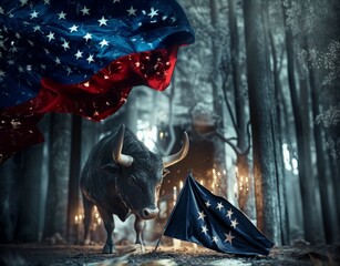 Bull Market with European Union Button 