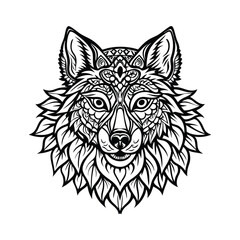 Wolf Face Mandala Art Vector Illustration

