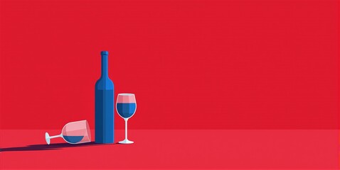 A wine bottle and glass, symbolizing alcohol use, abuse, addiction, and health risks. Warning against underage drinking