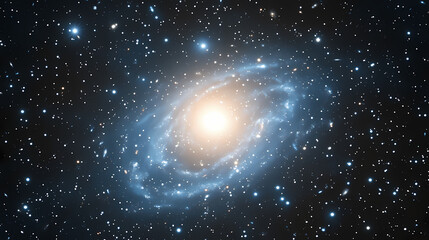 Fototapeta premium Elliptical galaxy : close-up of an elliptical galaxy with a bright central core and smooth star distribution. Ecliptical. Illustration