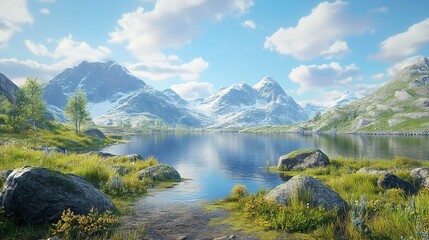 Norway Nordland Coastline of Austnesfjorden with Majestic Mountains