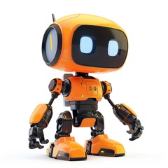 3D illustration of a cute robot, technology element, cartoon style, bright colors, isolated on white background