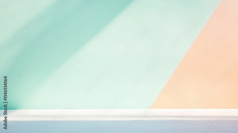 Poster pastel geometric minimalism soft curves and abstract reflections in gentle light