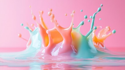 Pastel Liquid Splash Crown Abstract Art