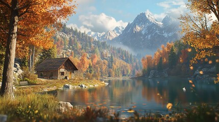 Fototapeta premium Peaceful Autumn Alps Mountain View, Reiteralm, Steiermark