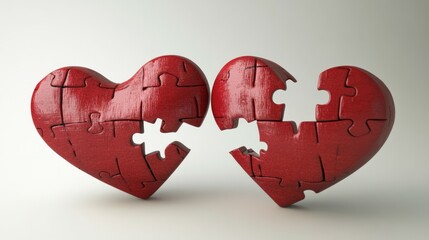 Heart Puzzle Symbol Isolated White Backgroun , 3d Illustration