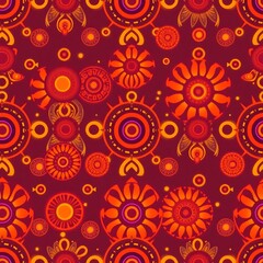 Crimson Mandala Seamless Pattern 