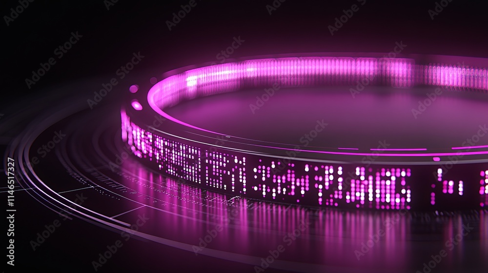 Poster futuristic circular led display with digital data stream