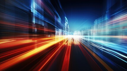 Abstract, vibrant light trails with digital effects