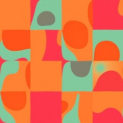 Abstract Orange and Teal Grid Pattern 
