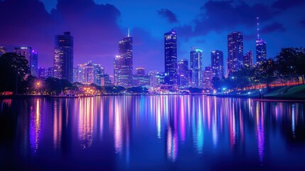 Fototapeta premium night cityscape reflection