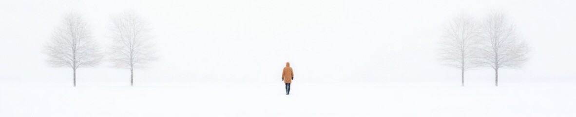 Solitary Stroll in a Misty Winter Urban Park