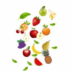 set of fruits, fresh fruits for advertising 