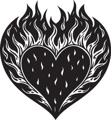 silhouette Heart shape with fire 