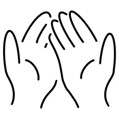 Fototapeta premium outstretched hands icon, human crossed palms, hand asking for alms, donation or help concept, thin line symbol on white background - editable stroke vector illustration