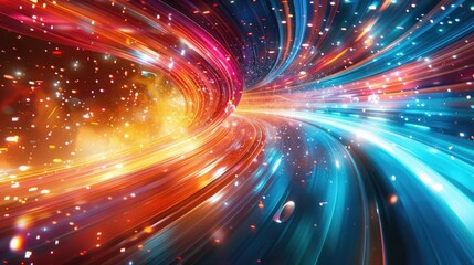 Fototapeta premium Abstract, vibrant light trails with digital effects