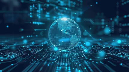 Obraz premium Futuristic Digital Globe on Circuit Board Background