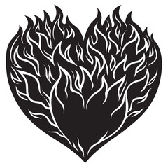 Fototapeta premium silhouette Heart shape with fire