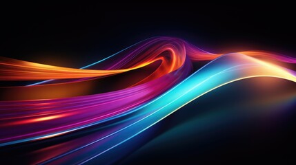 Abstract, vibrant light trails with digital effects