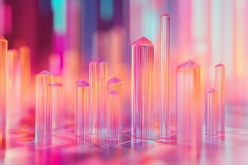 Surreal Pastel Skyline Abstract Financial Growth in Dreamlike Cityscape