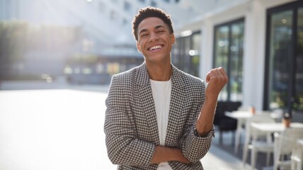 Confident Individual Radiating Self-Esteem in a Bright Setting Generative AI