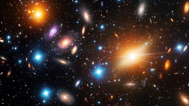 Dreamlike deep space background glowing vibrantly with radiant galaxies and countless starlit skies - Powered by Adobe