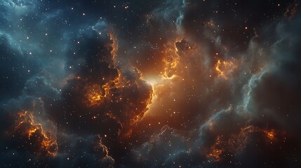 Stunning cosmic scene featuring vibrant nebula clouds surrounded by countless glowing starlight