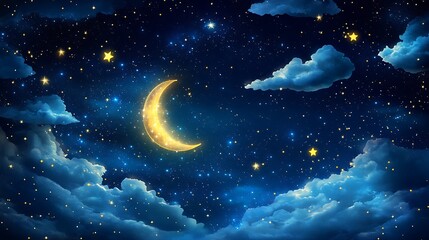 Shimmering night sky glowing softly with vibrant swirling nebula clouds and countless bright stars