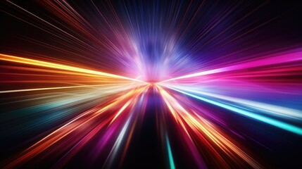 Abstract, vibrant light trails with digital effects