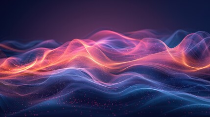 Obraz premium Abstract, vibrant waves with a tech background