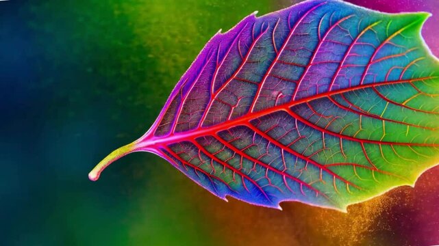 close up of a rainbow leaf
