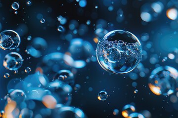 Water Molecules. Creative Abstract 3D Illustration of Health and Diet Concepts