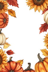Fototapeta premium Fall theme greeting card template design with pumpkin.