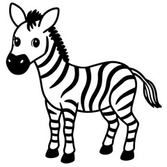 Black and white illustration of a baby zebra