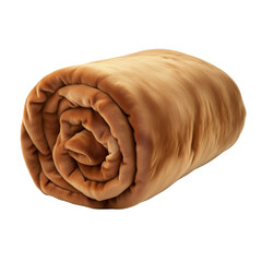 Soft Brown Rolled Blanket Isolated on Transparent Background