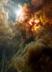 Nebula in outer space, planets and galaxy, 3d animation © Mikael Damkier