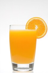 Fresh orange juice in glass with fruit slice