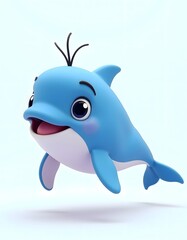 Fototapeta premium baby dolphin 3d cartoon
