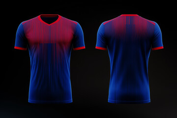 blue and red jersey template for team clubs, jersey sport, front and back, Tshirt mockup sports jersey template design for football soccer, racing, gaming, sports jersey