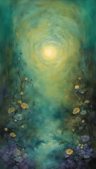 Obraz premium Ethereal flowers in bloom under a hazy summer sky