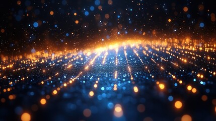 Fototapeta premium Abstract glowing particles background.