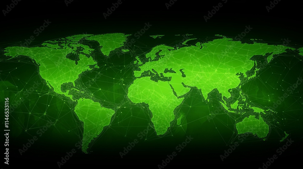 Poster global network connection a world map visualization