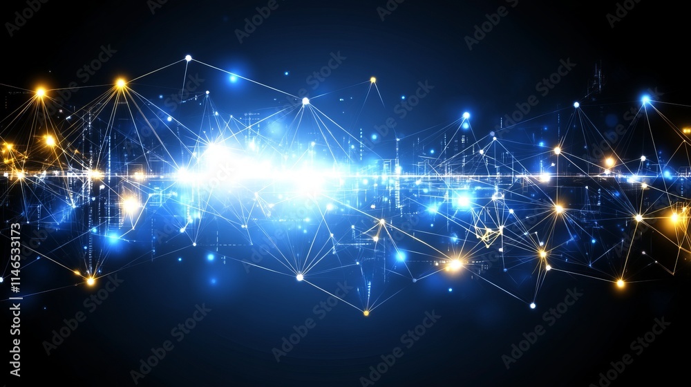 Poster global network connection abstract visualization
