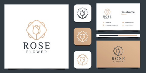 Fototapeta premium Rose flower logo illustration vector graphic design. Good for brand, icon, advertising, decoration, feminine, and business card